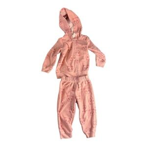 Pink Bear Print Hoodie and Pants Set